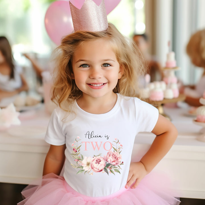 Personalised Birthday Girl Floral T-shirt