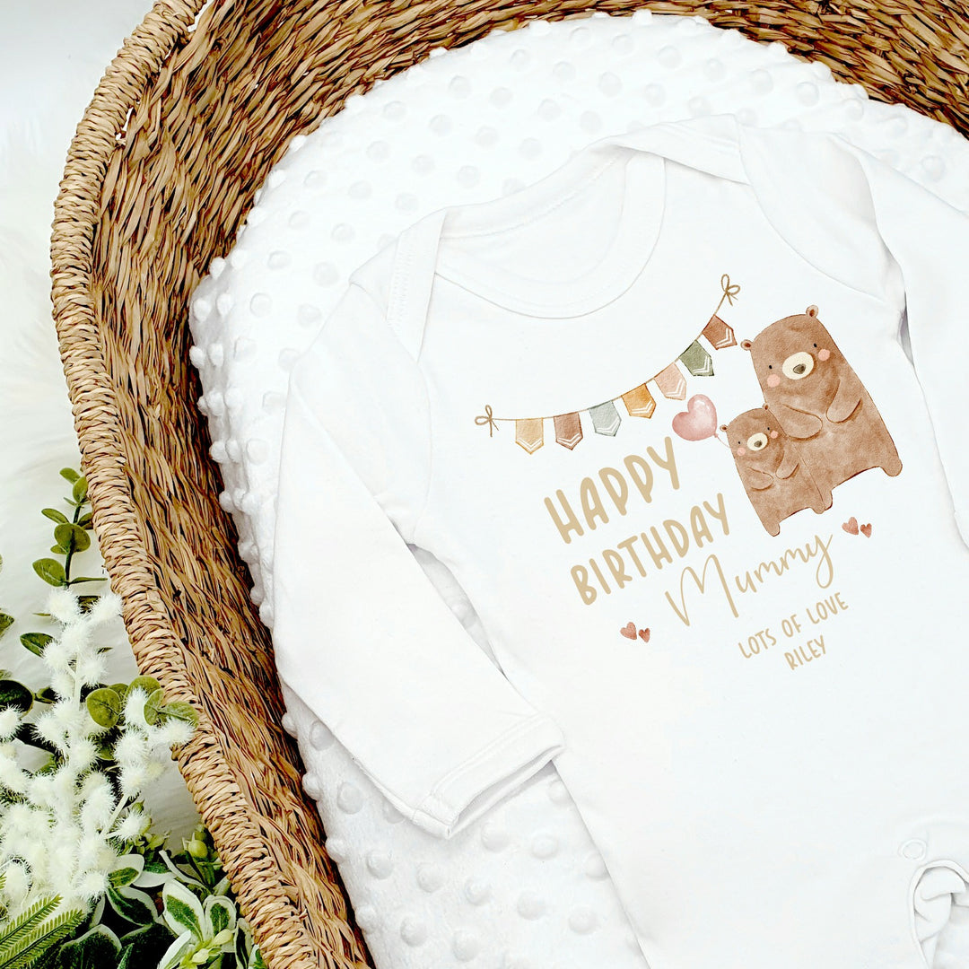 Personalised Happy Birthday Mummy Outfit (Babygrow | Vest)