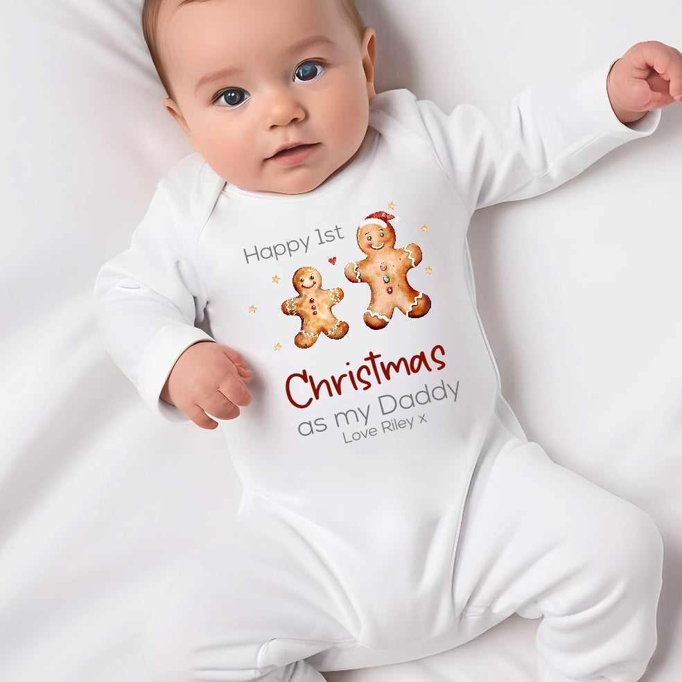 Personalised Gingerbread First Christmas as my Daddy Babygrow/Bib