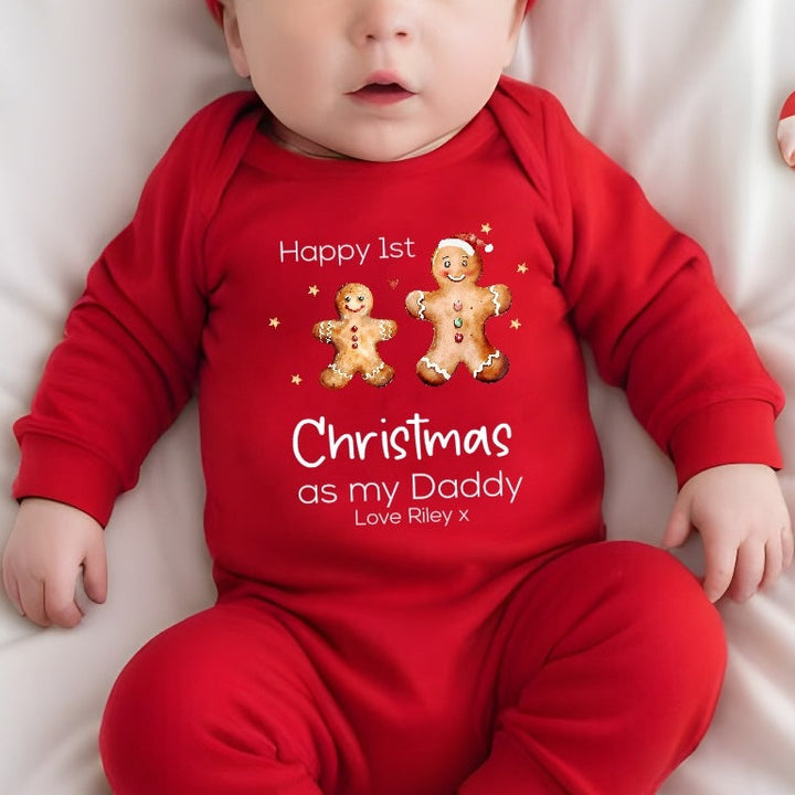 Personalised Gingerbread First Christmas as my Daddy Babygrow/Bib