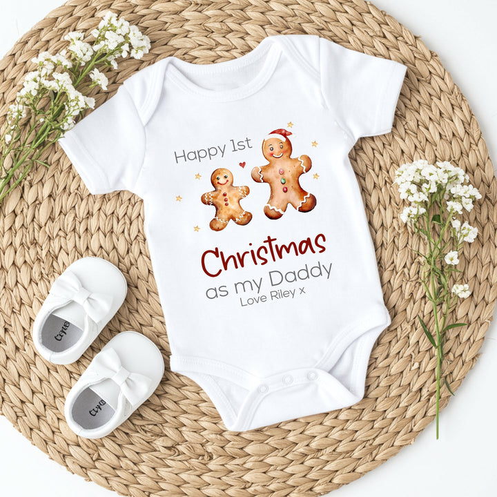 Personalised Gingerbread First Christmas as my Daddy Baby Grow/Bib