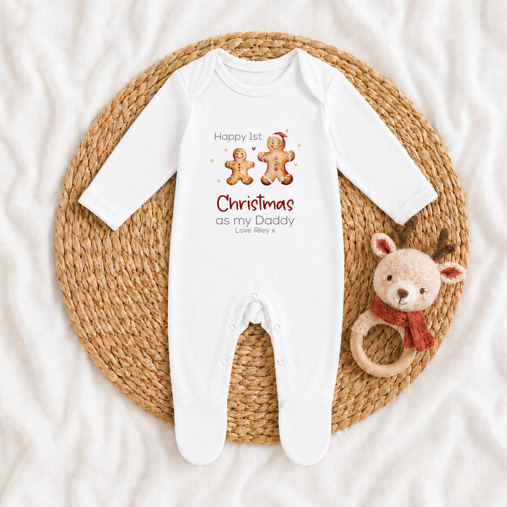 Personalised Gingerbread Happy First Christmas as my Daddy/Mummy Baby Grow