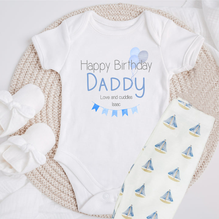 Happy Birthday Daddy Bunting Vest With Optional Boats Leggings