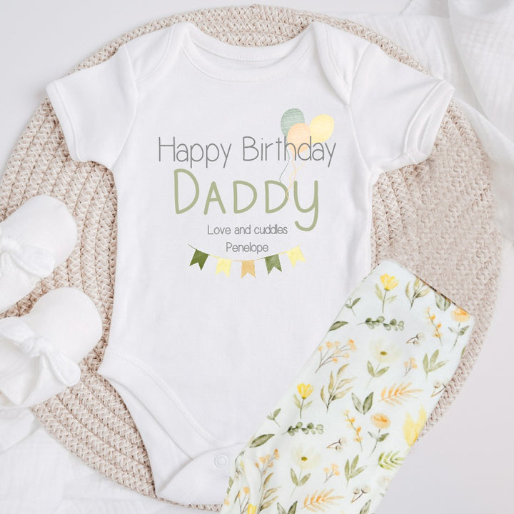 Happy Birthday Daddy Bunting Vest With Optional Floral Leggings