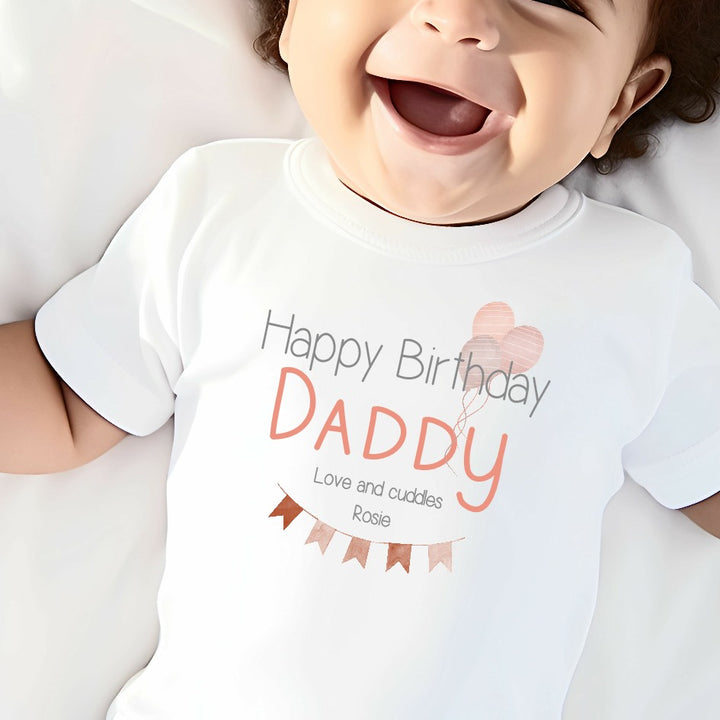 Happy Birthday Daddy Bunting Vest With Optional Rainbow Leggings