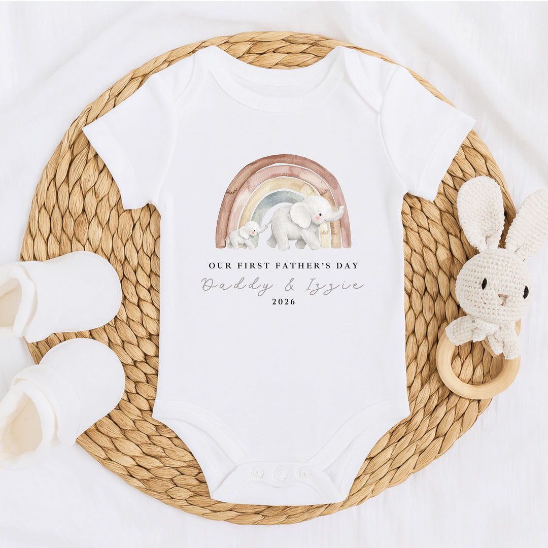 Personalised Elephant Rainbow First Father&