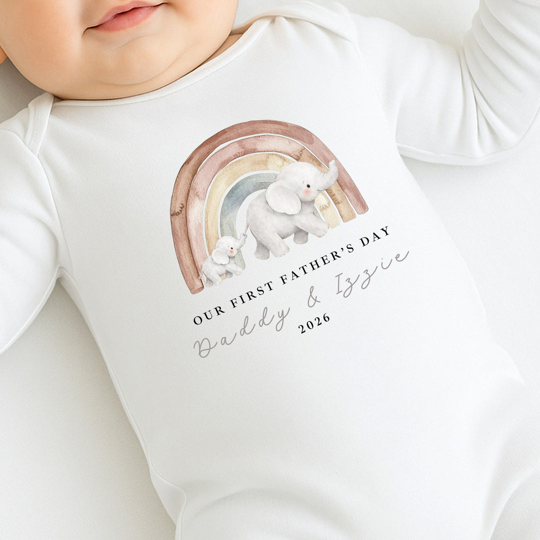 Personalised Elephant Rainbow First Father&