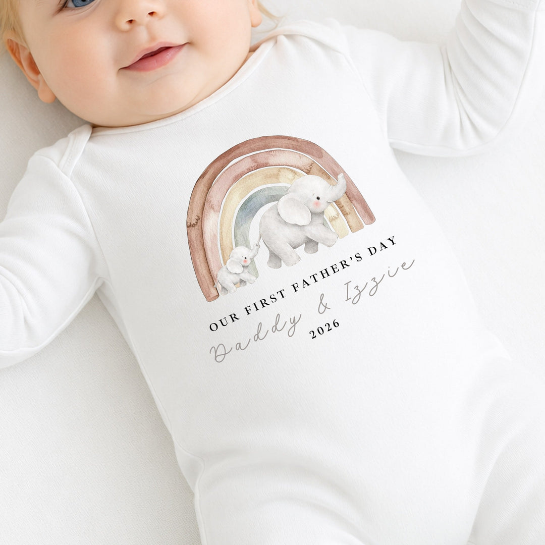 Personalised Elephant Rainbow First Father&
