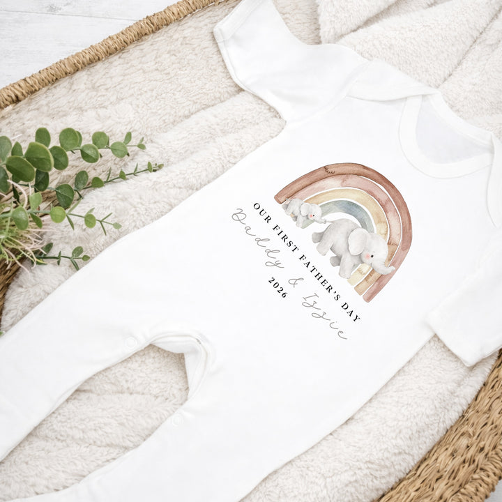 Personalised Elephant Rainbow First Father&