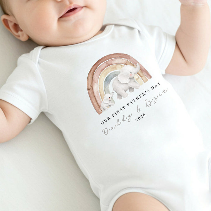 Personalised Elephant Rainbow First Father&