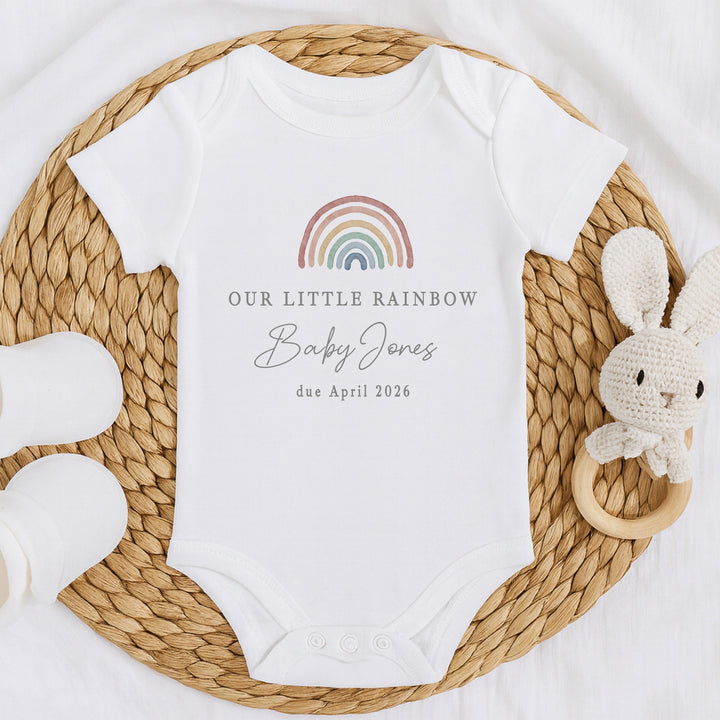 Personalised Our Little Rainbow IVF Baby Announcement Vest