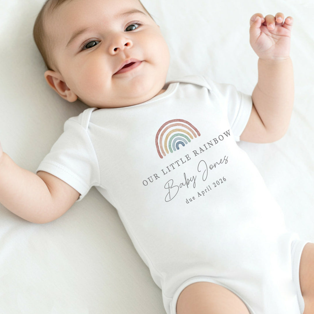 Personalised Our Little Rainbow IVF Baby Announcement Vest