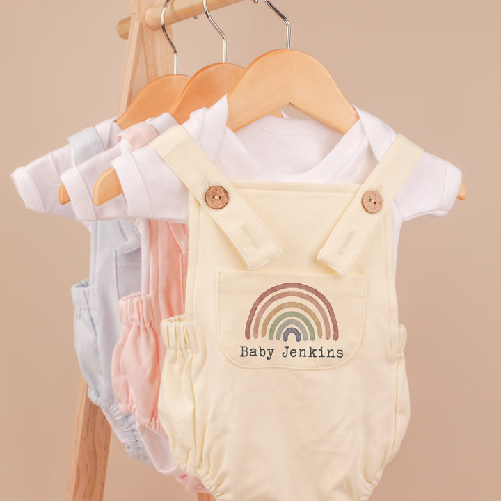 Personalised Unisex Rainbow Lemon Dungarees