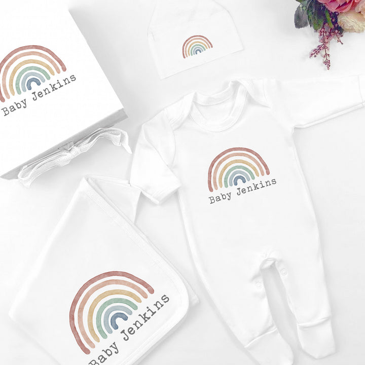 Personalised Unisex Rainbow Hamper Clothing Gift Set