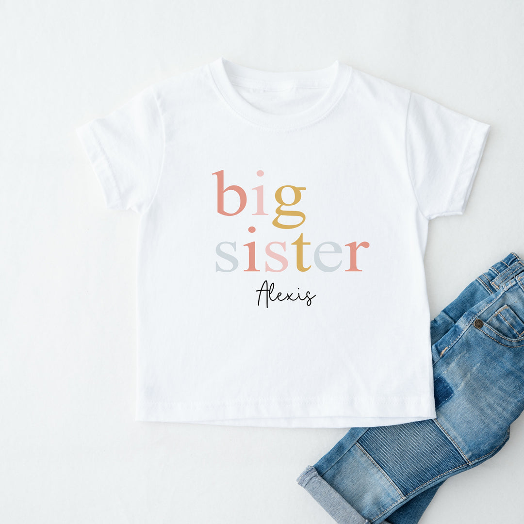 Personalised Big Sister Peach T-shirt