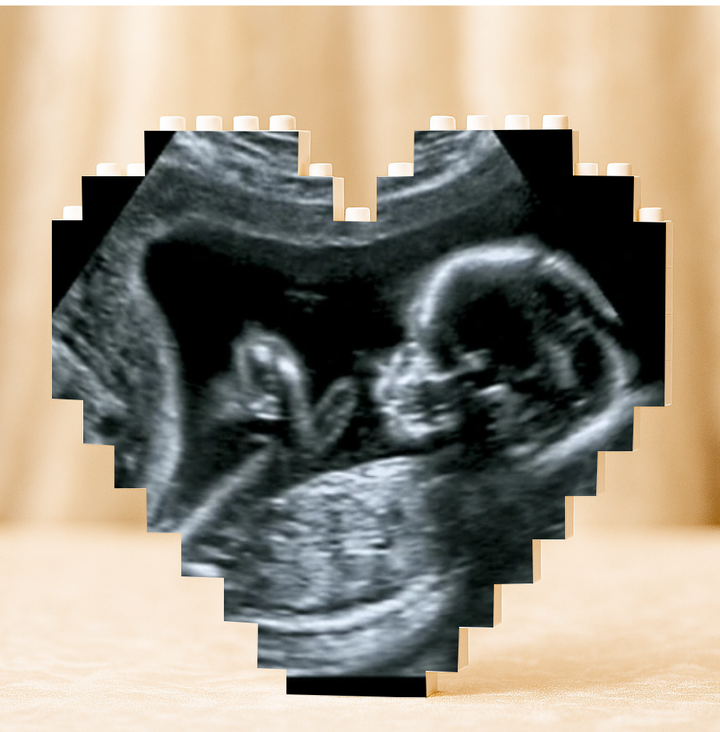 Personalised Baby Name Scan Heart Building Blocks