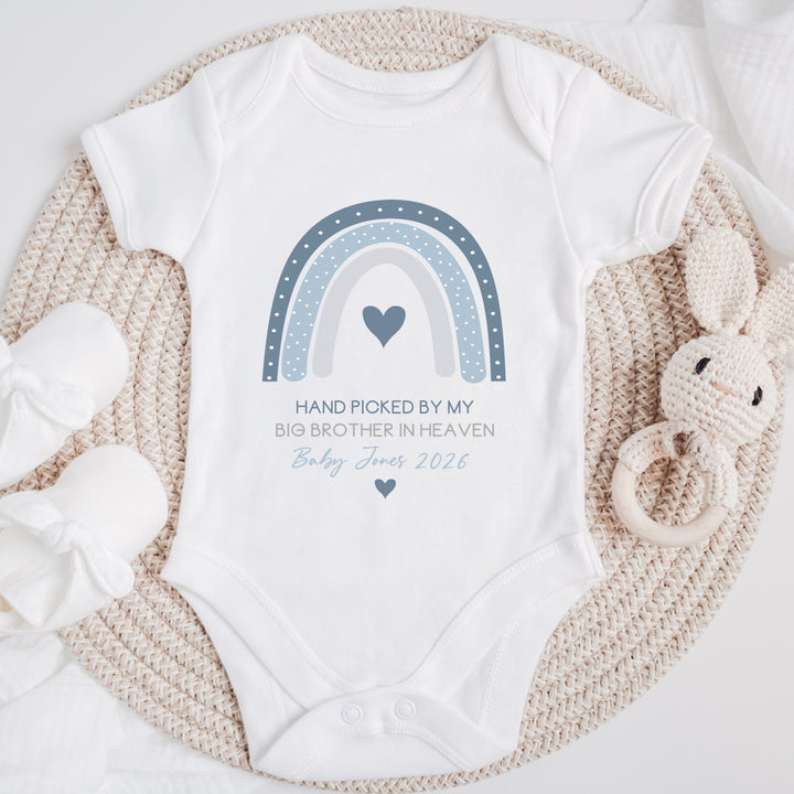 Personalised Picked From Heaven Blue Rainbow Announcement Vest