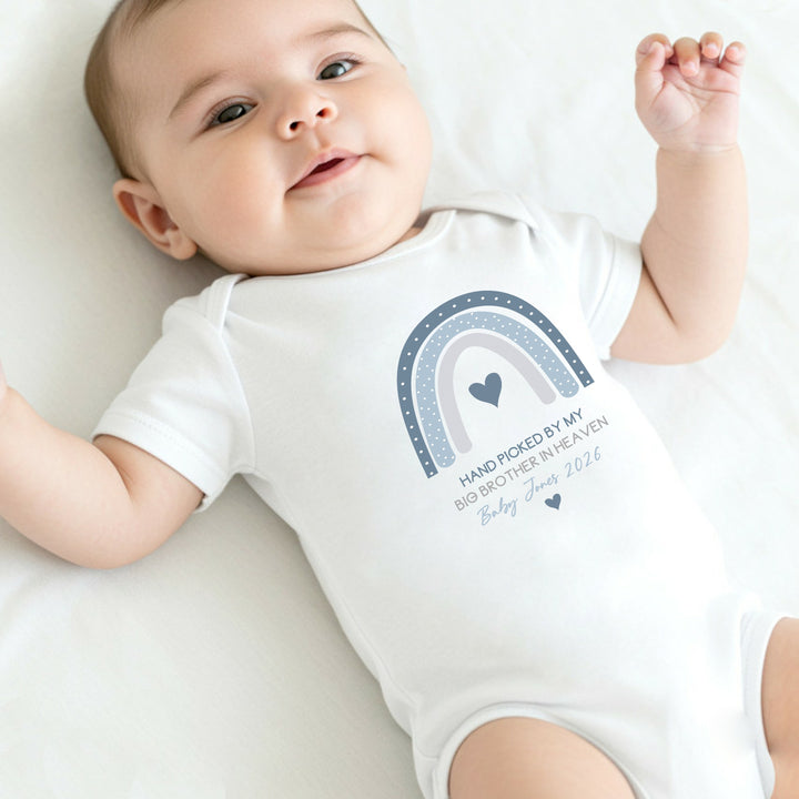 Personalised Picked From Heaven Blue Rainbow Announcement Vest