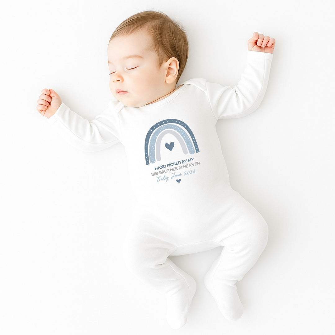 Personalised Picked From Heaven Blue Rainbow Announcement Vest