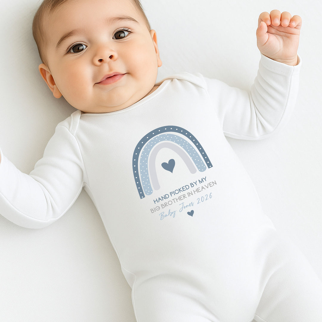 Personalised Picked From Heaven Blue Rainbow Announcement Vest