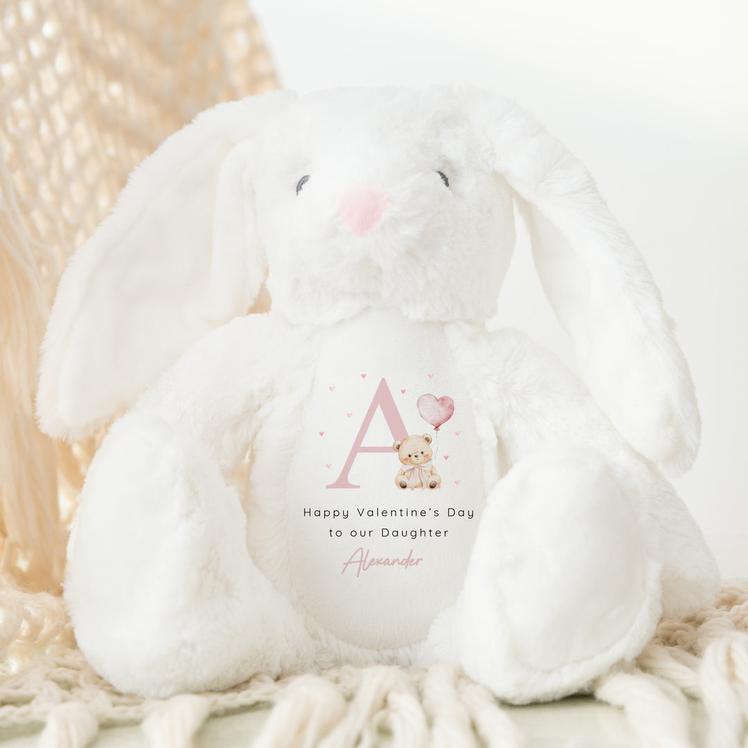 Personalised Pink Initial Happy Valentine's Day Soft Toy