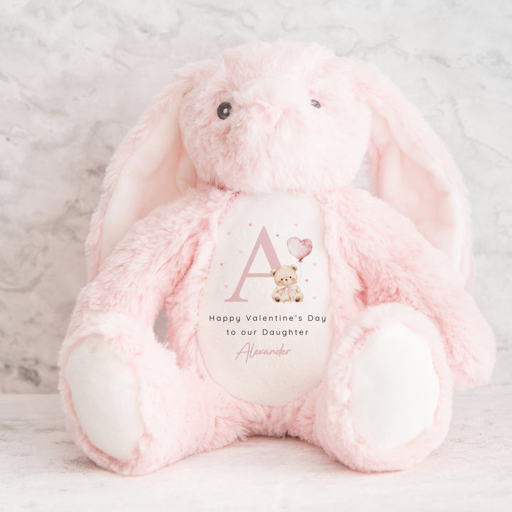 Personalised Pink Initial Happy Valentine's Day Soft Toy