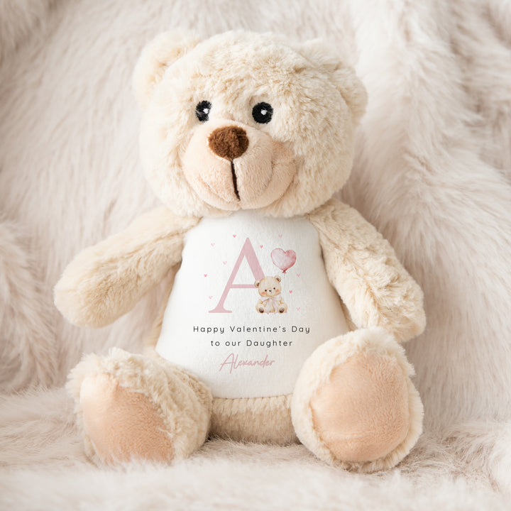 Personalised Pink Initial Happy Valentine's Day Soft Toy