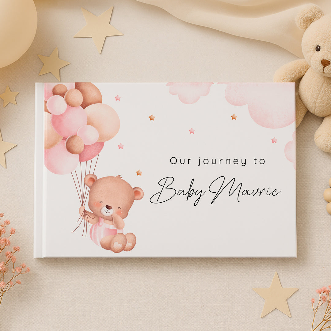 Personalised Pink Bear Pregnancy Journal