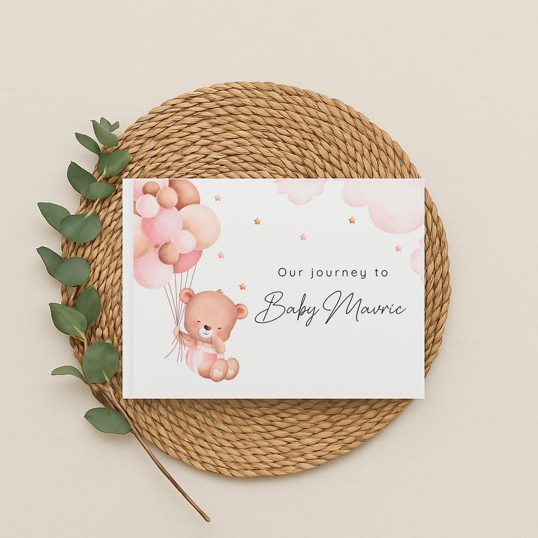 Personalised Pink Bear Pregnancy Journal