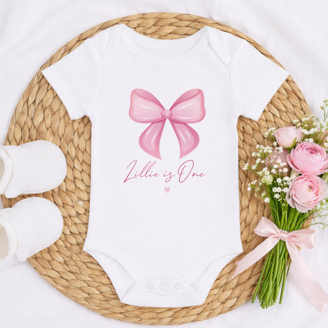 Personalised Pink Bow First Birthday Vest