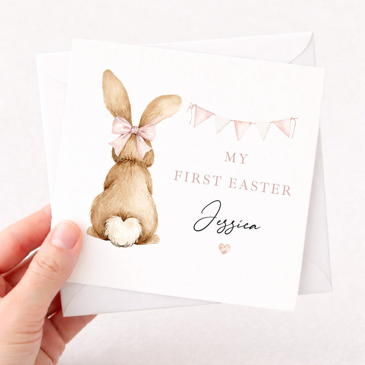 Personalised Pink Bunny My First Easter Card