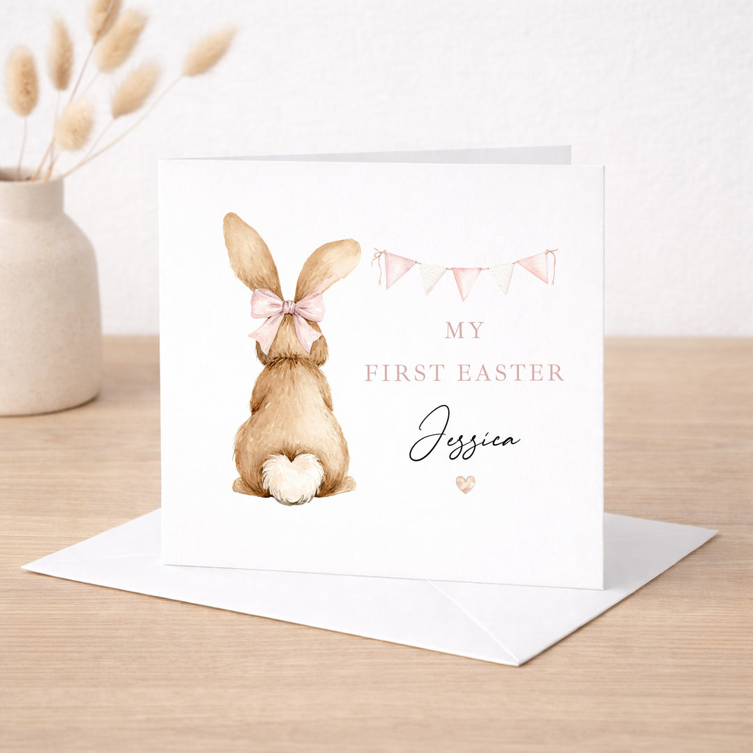 Personalised Pink Bunny My First Easter Card