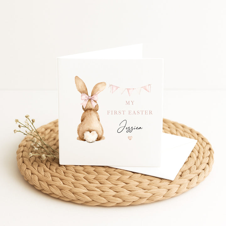 Personalised Pink Bunny My First Easter Card