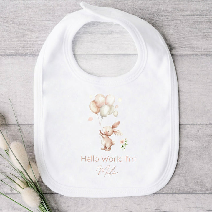 Personalised Hello World Bunny Babygrow/Vest/Bib