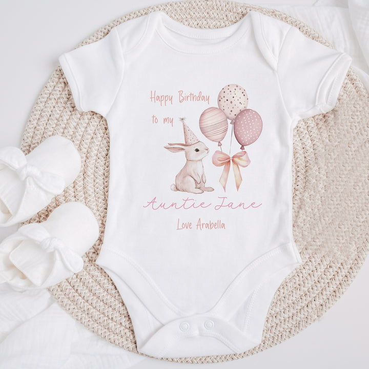 Personalised Happy Birthday Auntie Baby Grow/Vest