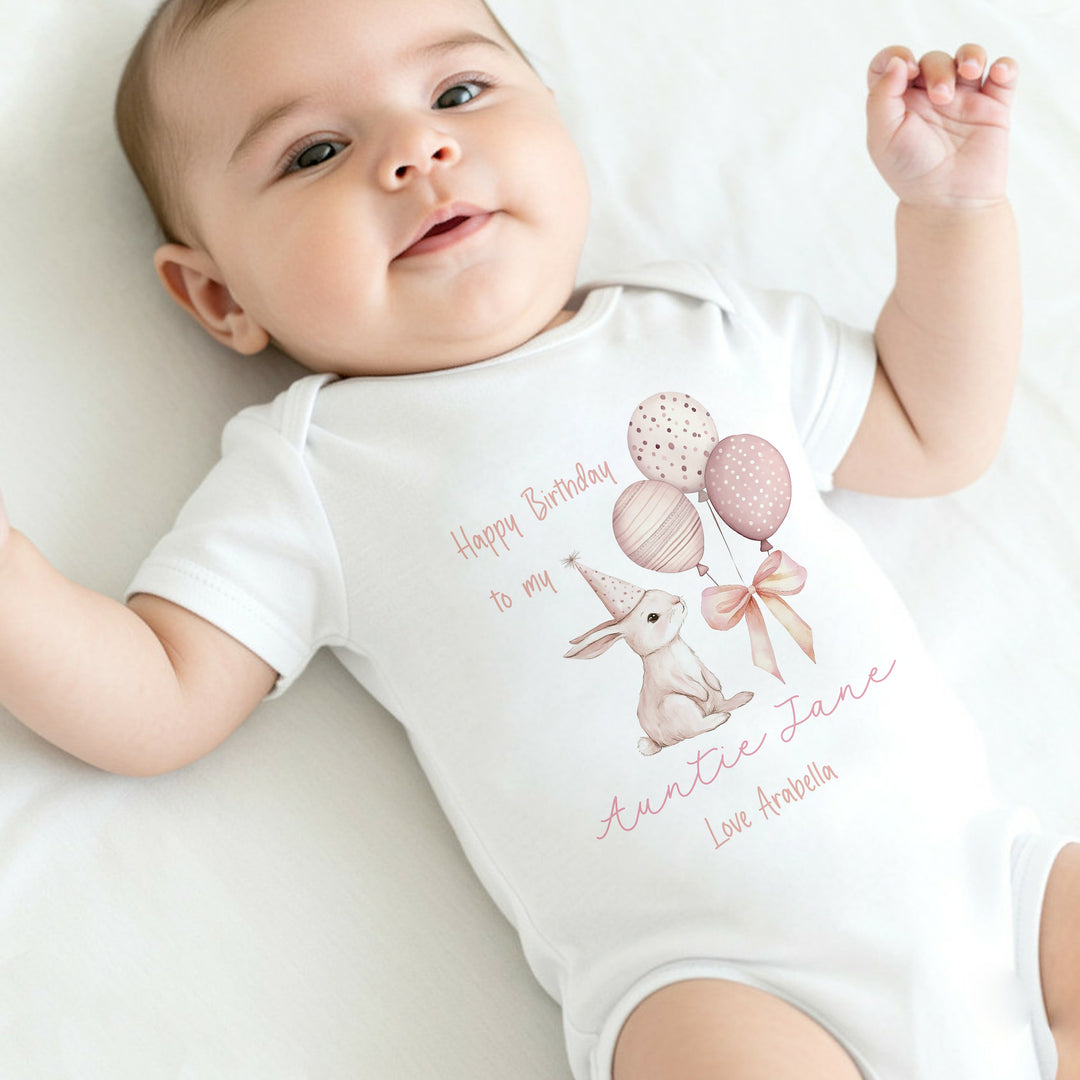 Personalised Happy Birthday Auntie Baby Grow/Vest