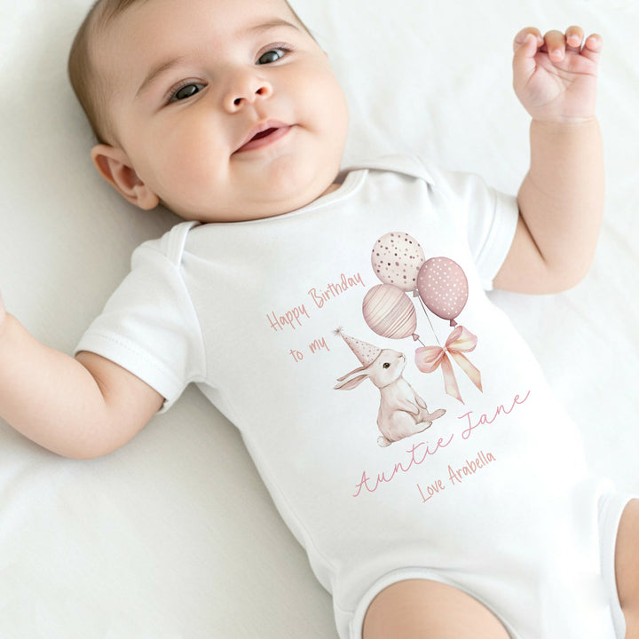Personalised Happy Birthday Auntie Baby Grow/Vest