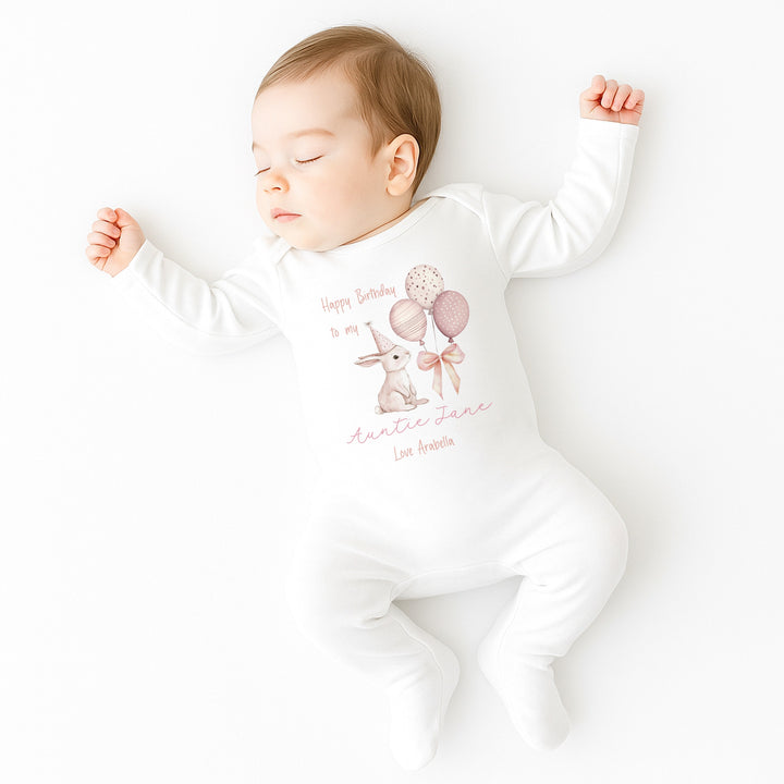 Personalised Happy Birthday Auntie Baby Grow/Vest