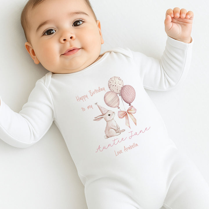 Personalised Happy Birthday Auntie Baby Grow/Vest