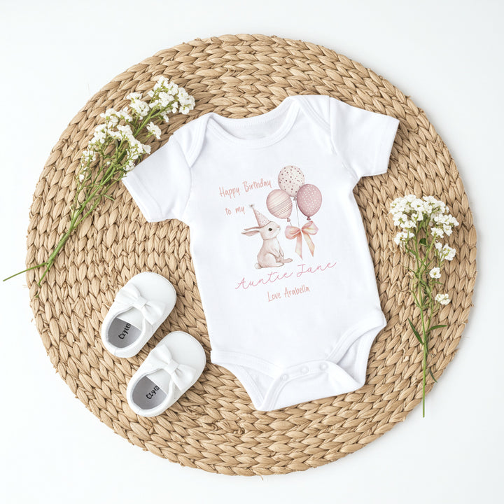 Personalised Happy Birthday Auntie Baby Grow/Vest