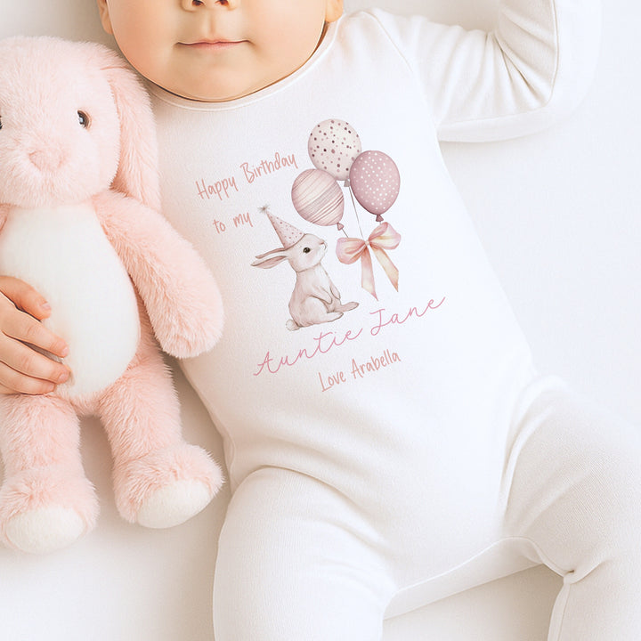 Personalised Happy Birthday Auntie Baby Grow/Vest
