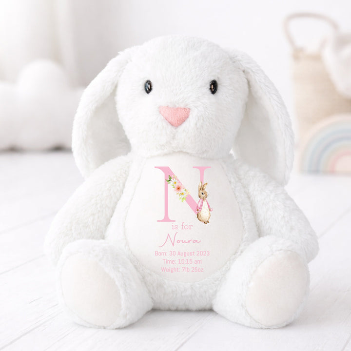 Personalised Pink Bunny Birth Announcement Rabbit