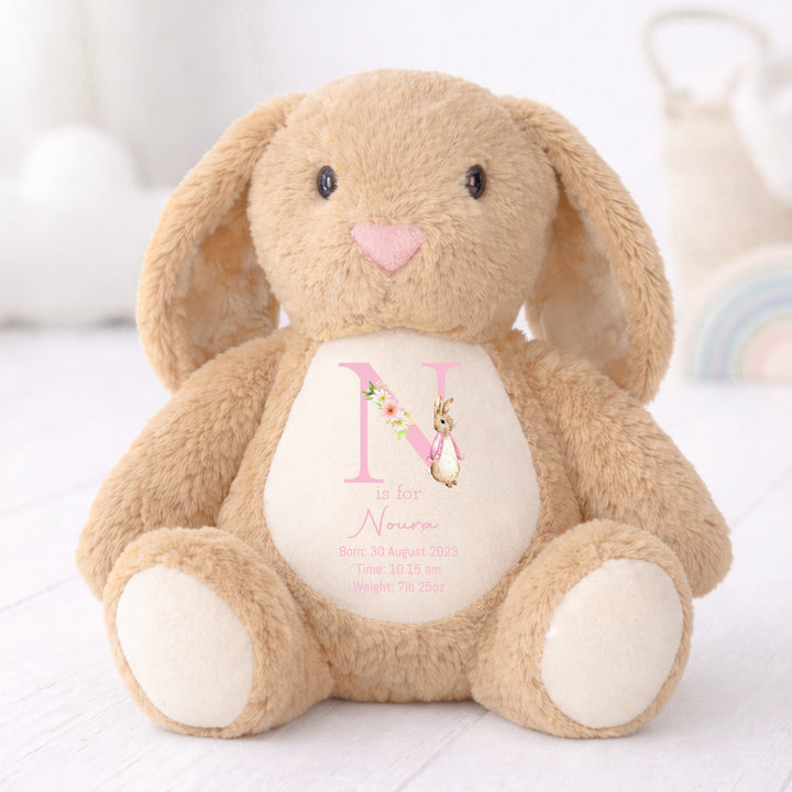Personalised Pink Bunny Birth Announcement Rabbit