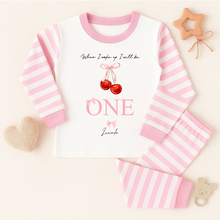 Personalised Red Cherry Pink Birthday Pyjamas