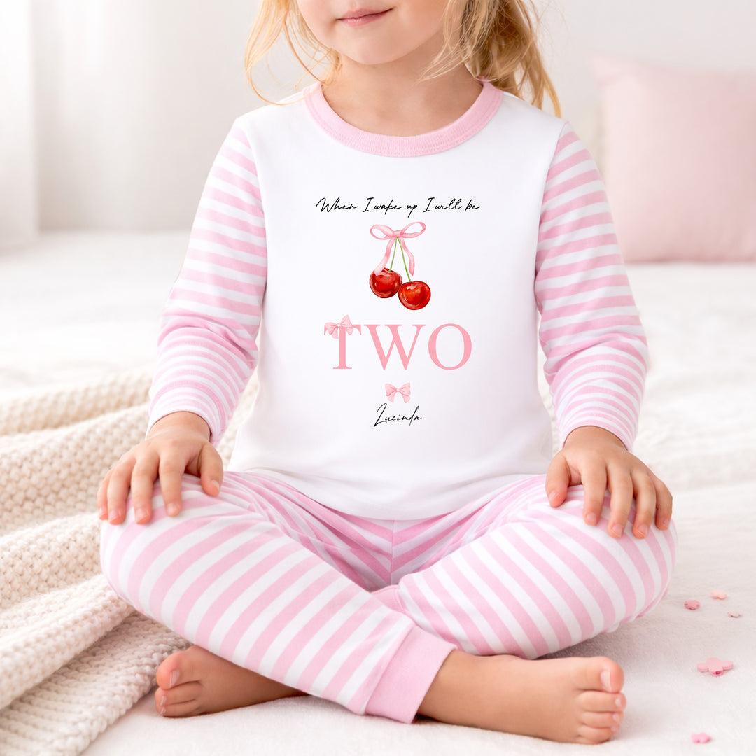 Personalised Red Cherry Second Birthday Pyjamas