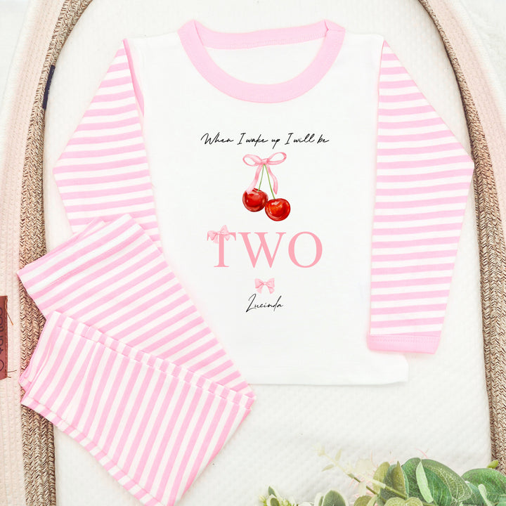 Personalised Red Cherry Second Birthday Pyjamas