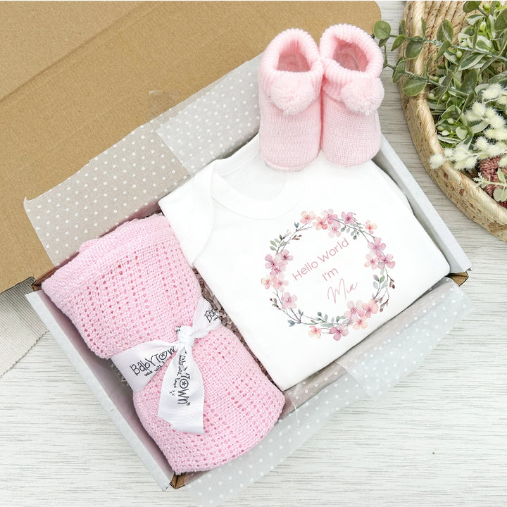 Personalised Pink Wreath Clothing Hamper Sets