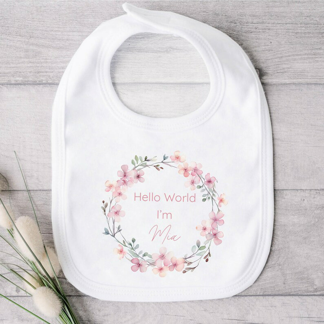 Personalised Pink Daisy Wreath Babygrow/Vest/Bib