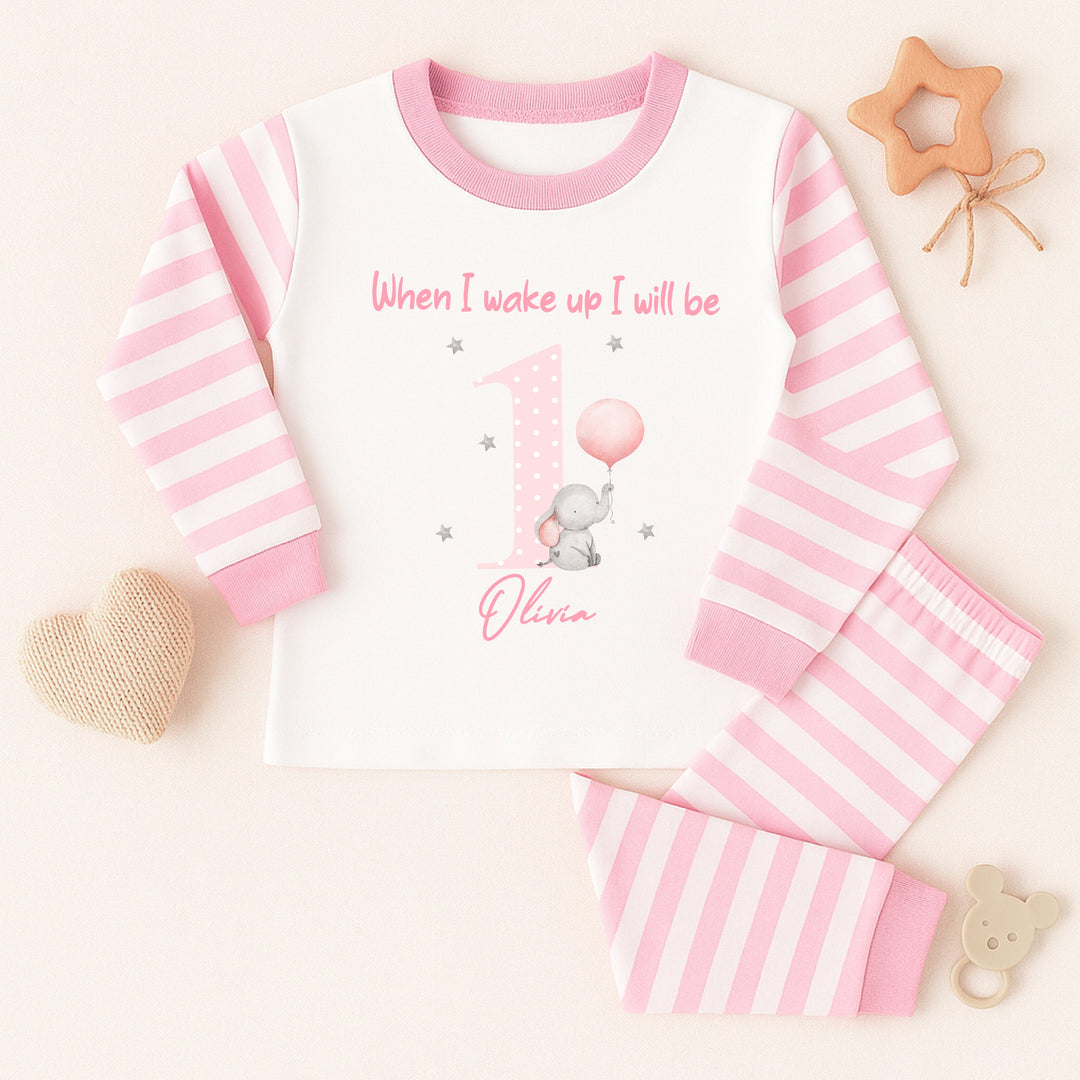 Personalised Pink Elephant Birthday Pyjamas