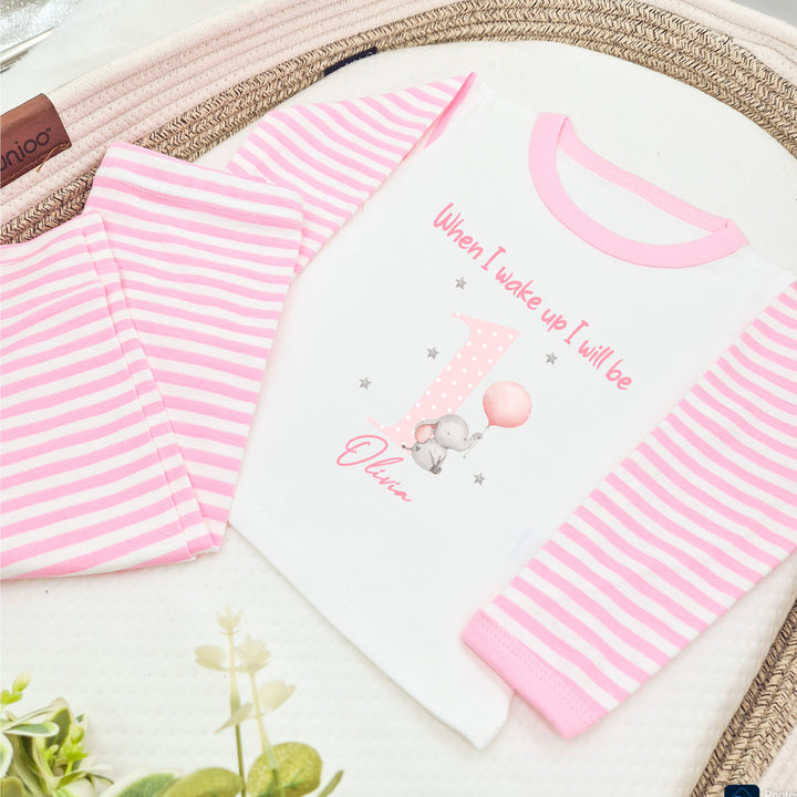 Personalised Pink Elephant Birthday Pyjamas